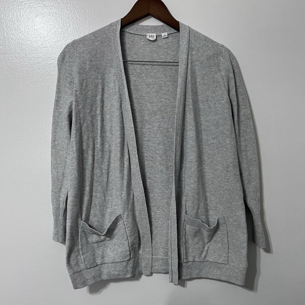 Gap Open Knit Cardigan Gray Oversized Small Preppy Academia Long Sleeve Sweater